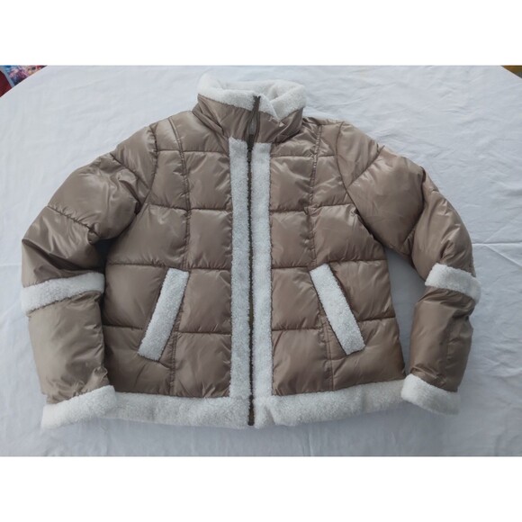 A New Approach Jackets & Blazers - A.N.A Coat Jacket Quilted Puffer Faux Sherpa Trim Womens Size Large